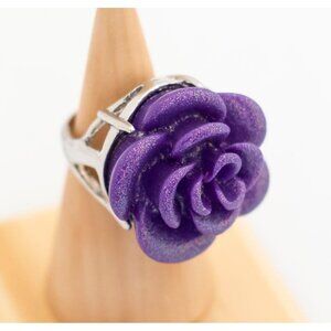Vintage Art Nouveau Purple Rose Ring Size 8 - T13